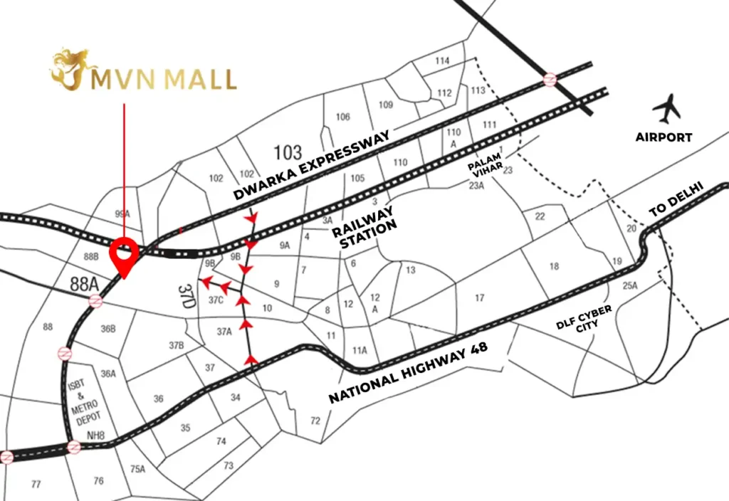 black color dotted line of location of premium mall